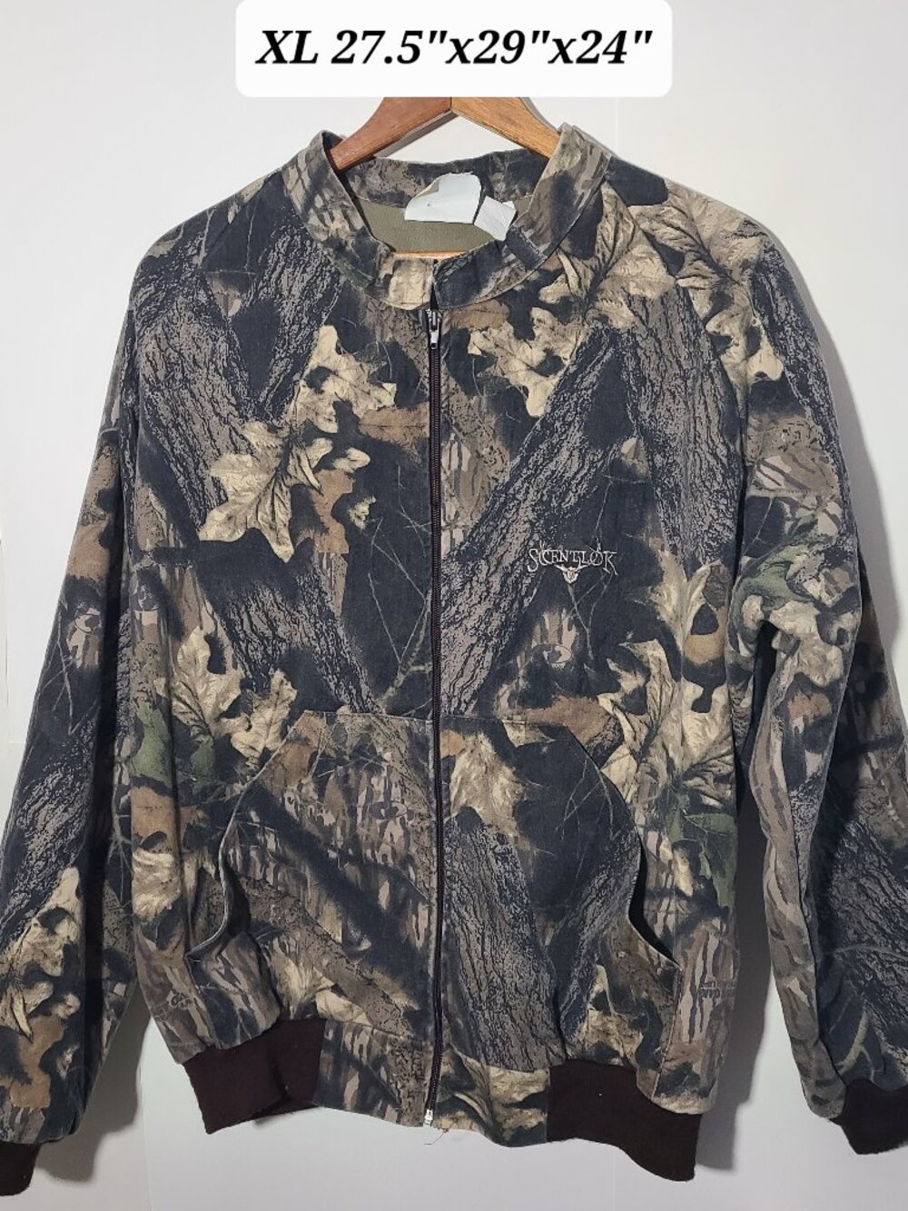 Vintage 90s Sentlok Mossy Oak Break Up Camo Men's XL Full Zip Jacket Made in USA